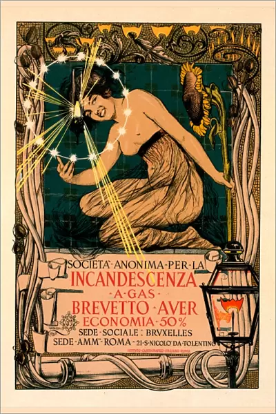 Italian poster for l Incandescence par le Gaz, Systeme Auer