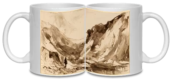 William Hart, Deep Valley in Mountainous Landscape, American, 1823 - 1894, pen