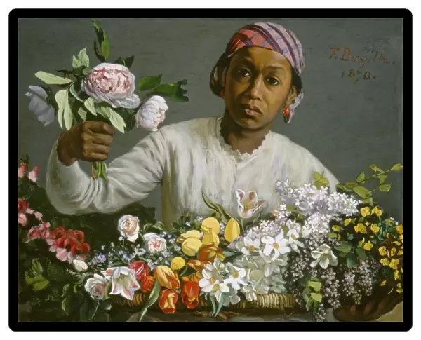 Fra da ric Bazille, Young Woman with Peonies, French, 1841 - 1870, 1870, oil on canvas