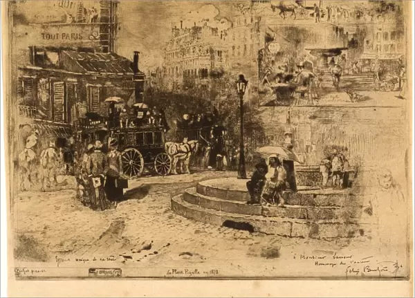 Fa lix-Hilaire Buhot, La Place Pigalle en 1878 (Place Pigalle in 1878), French, 1847