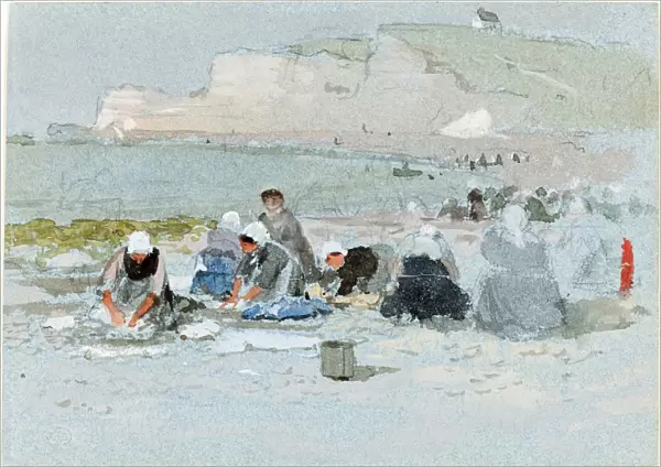 George Henry Boughton, Washerwomen on the Beach at Etretat, British, 1833 - 1905