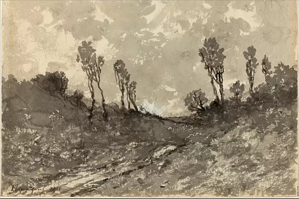 Henri-Joseph Harpignies, Road at Ha risson, French, 1819 - 1916, 1911, brush with black