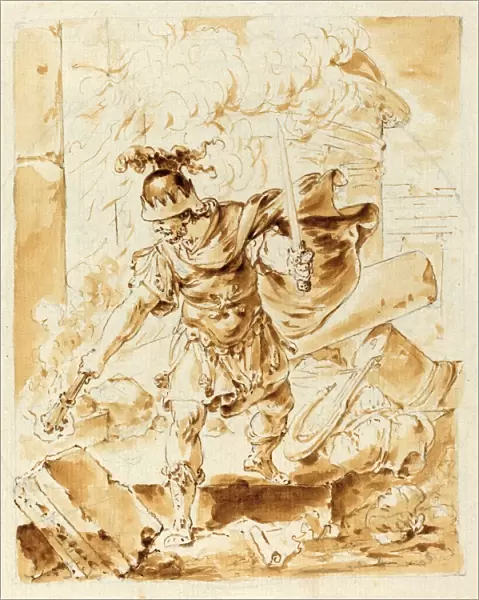 Bernhard Rode (German, 1725 - 1797), Alexander Setting Fire to Persepolis, pen