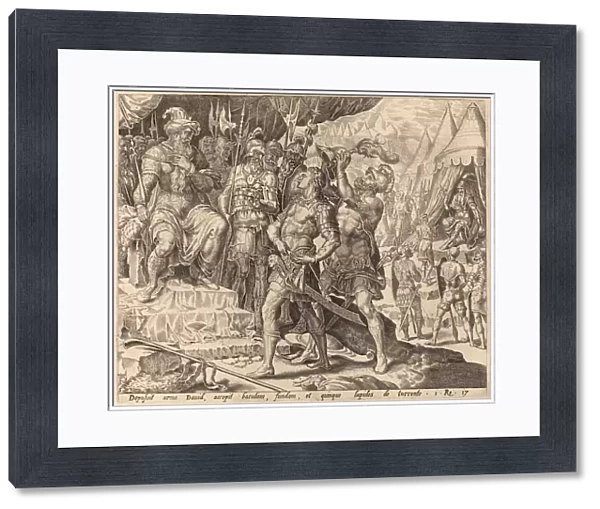 after Maerten van Heemskerck, David Armed before Saul, c. 1556, engraving