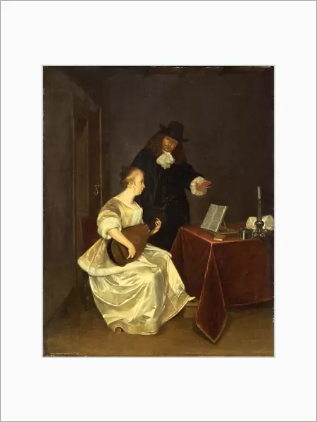 Studio of Gerard ter Borch the Younger, The Music Lesson, c. 1670, oil on canvas