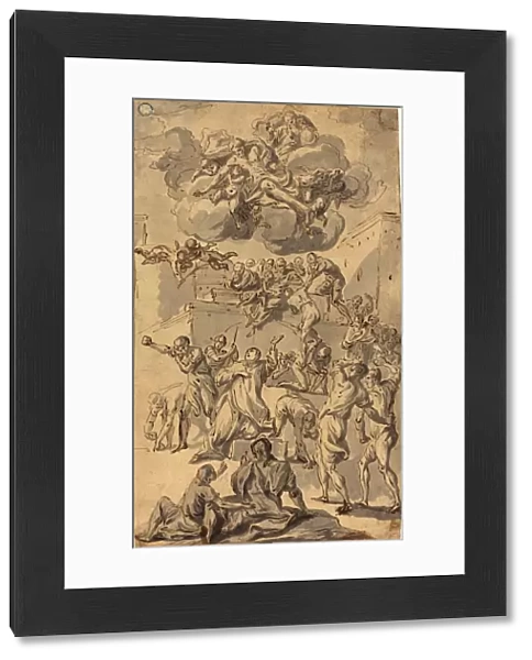 Joseph Parrocel, French (1646-1704), The Stoning of Saint Stephen, pen and brown ink