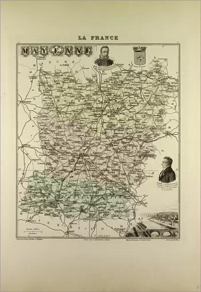Map of Mayenne, 1896, France