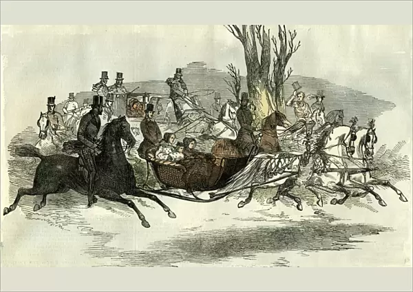 canadian, cold, season, wintertime, winter, 1850, sleighing, sledging, carioling