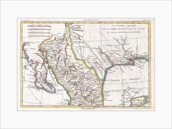 1780, Raynal and Bonne Map of Mexico and Texas, Rigobert Bonne 1727 - 1794, one of