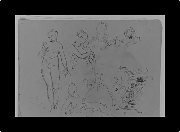 Seven Figure Sketches Standing Female Nude Fruit