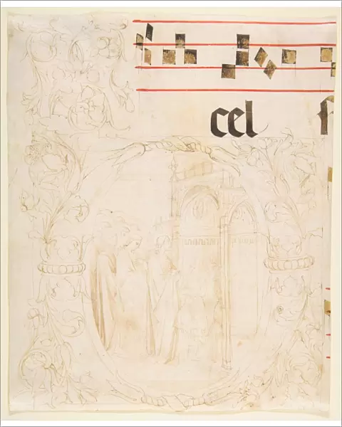 Decorated Initial Scene Christ Entering Temple