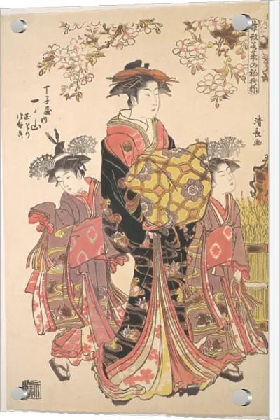 Oiran Accompanied Two Kamuro Edo period 1615-1868