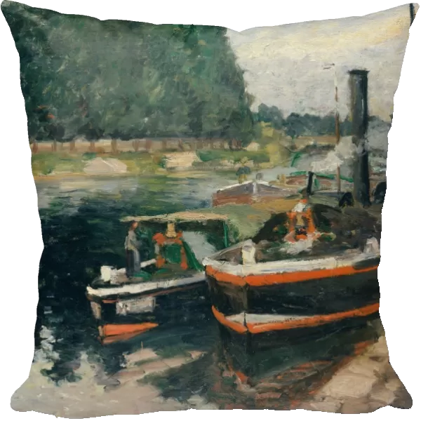Barges Pontoise 1876 Oil canvas 18 1  /  8 x 21 5  /  8