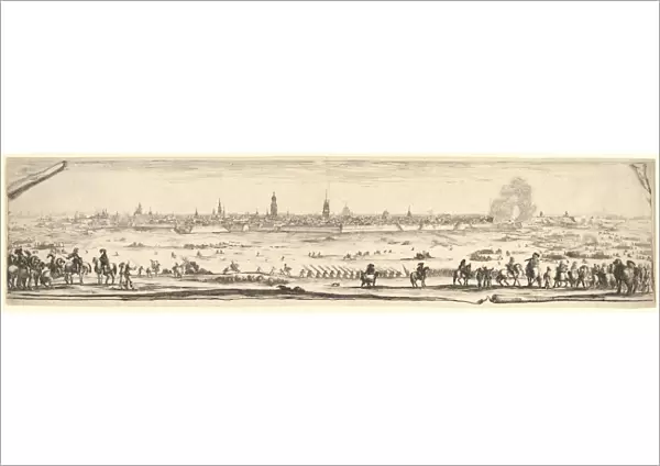 Plan view city Arras depicting siege horsemen