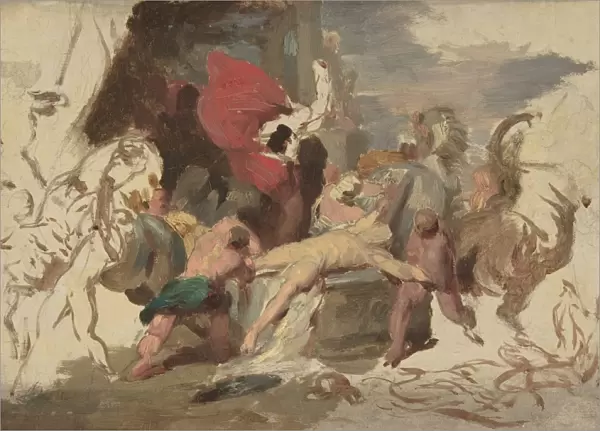 Martyrdom Saint Hippolytus 19th century Oil paint