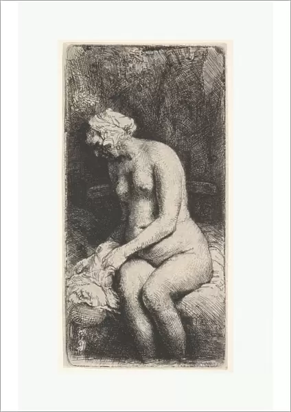 Woman Bathing 1658 Etching sheet 6 5  /  16 x 3 1  /  4