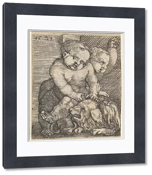 Two Boys Playing Dog mid-17th century Engraving
