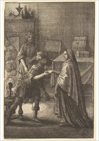 soldier kissing woman hand 1666 Etching second state