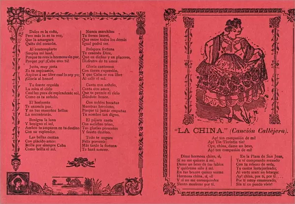 A broadsheet, popular song, La China, recto, verso, dance, Cuba Libre