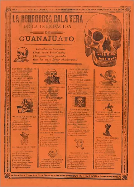 horrific skeleton, flood, Guanajuato, Jose Guadalupe Posada, Mexican, 1851-1913, 1905