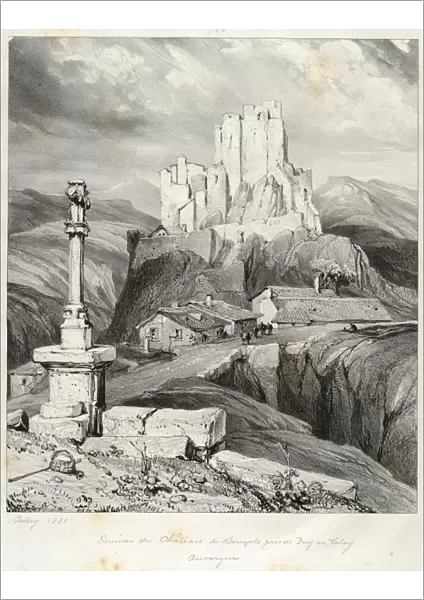 Drawings Prints, Print, Bouzols, Castle, Ruins, Puy, en, Delay, Voyages, pittoresques