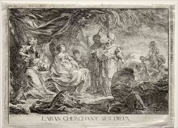 Laban cherchant ses dieux Augustin de Saint-Aubin