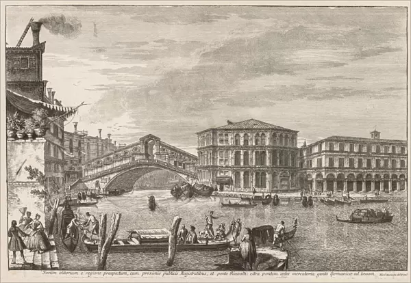 Views Venice Bridge Market Rialto 1741 Michele Marieschi