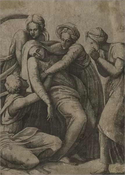 Virgin Fainting Arms Three Holy Women Giulio Bonasone
