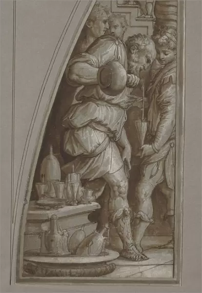 Bearded Man Filling Glass Giorgio Vasari Italian