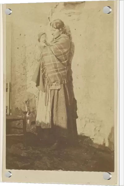 woman wearing shawl holding baby 1865 1870 Albumen silver print