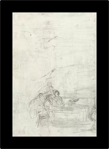 Sketch figures wine press Charles-FranAzois Daubigny