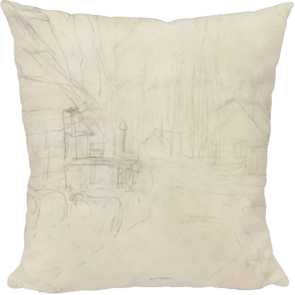Sketch village street Anton Mauve 1848 1888 paper