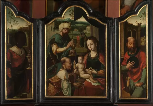 Triptych Adoration Magi Kings center panel Maria