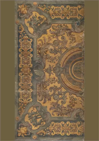 Ornamental ceiling painting representations putti