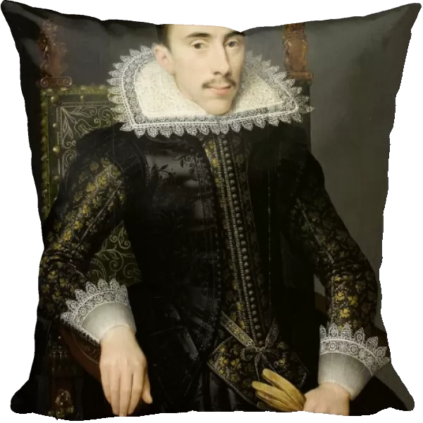Portrait Man Walterus Fourmenois 1596-1653 Sitting