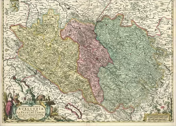 Map Comitatus sive Liberae Burgundiae nova tabula vulgo dicta La Fra