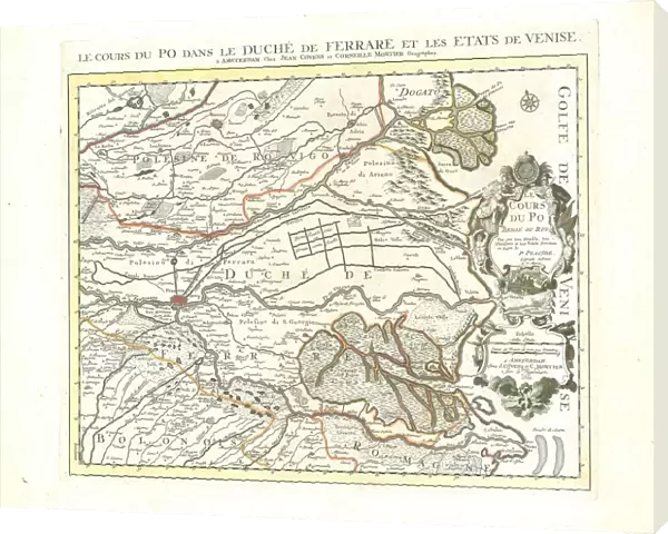Map Le cours du Po dans le duchA de Ferrare et les etats de Venise