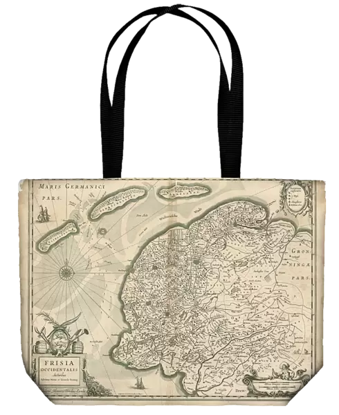 Map Frisia occidentalis Adrianus Metius 1571-1635