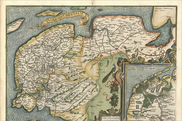 Map Frisia Occidentalis Sibrandus Leo -1588 Copperplate print