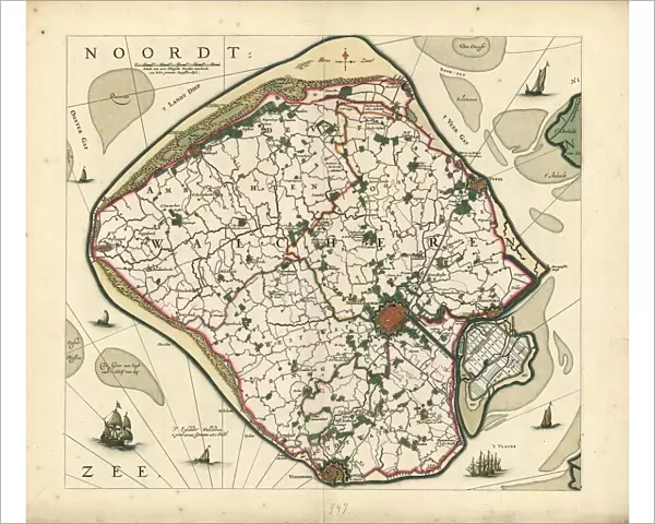 Map Walcheren Claes Jansz Visscher 1586  /  1587-1652
