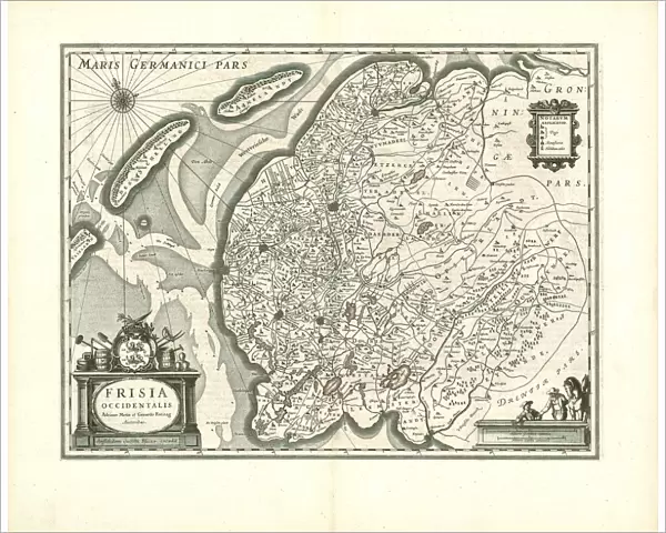 Map Frisia Occidentalis Adrianus Metius 1571-1635