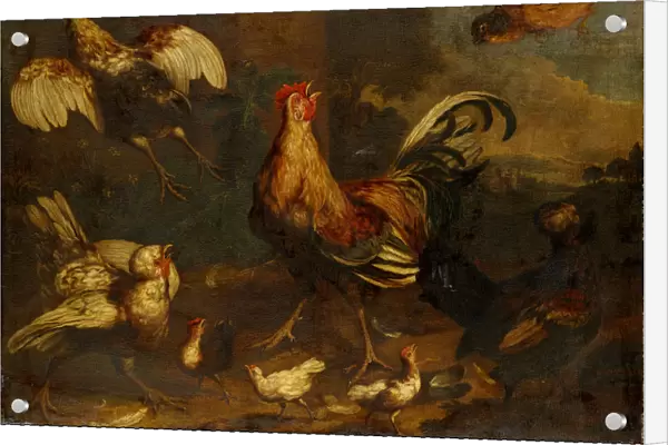 Excitement poultry farm oil canvas 95 x 129 cm