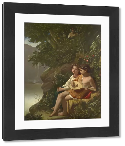 Children playing music overheard nymph 1864 oil