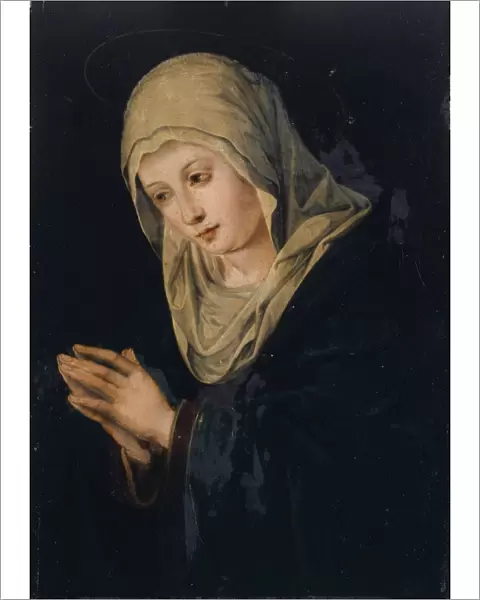 Mary worship oil panel 41 x 29 cm specified Tiberius Dominikus Wocher