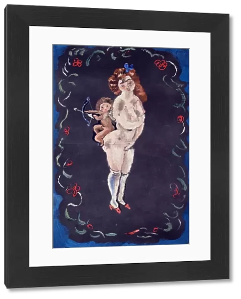 Jules Pascin Nude Cupid c. 1920 Oil graphite