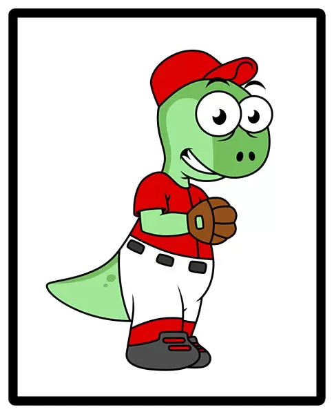 Illustration of a Pachycephalosaurus baseball pitcher