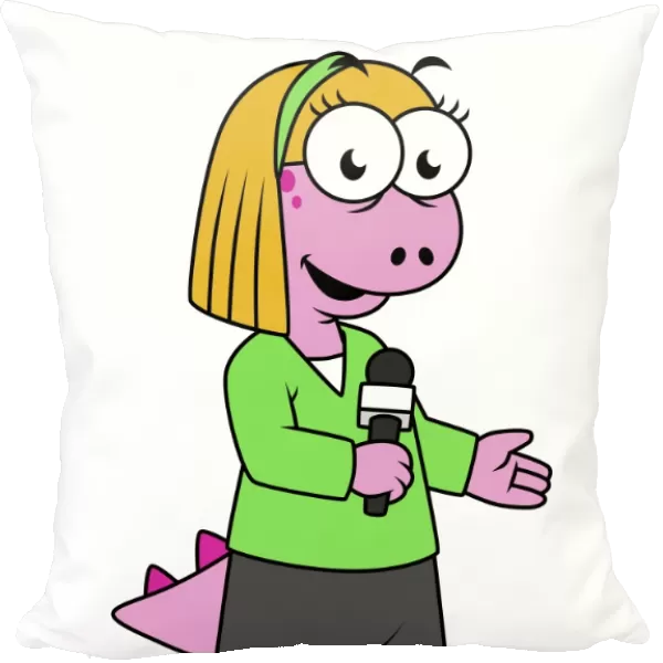 Illustration of an Allosaurus news reporter