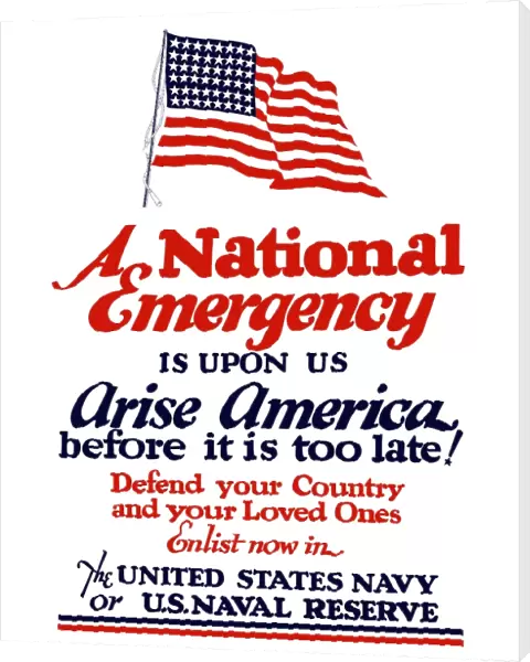 Vintage World War II poster of a waving American flag