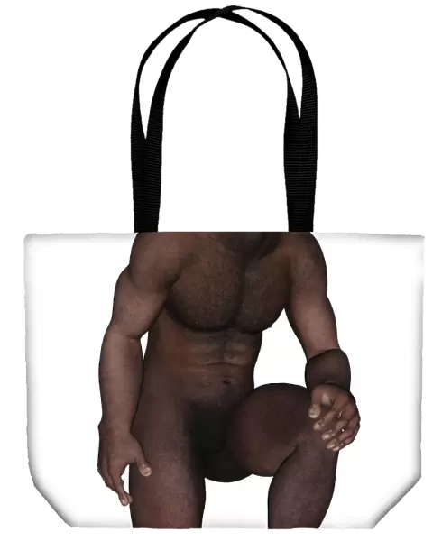 Male homo erectus kneeling