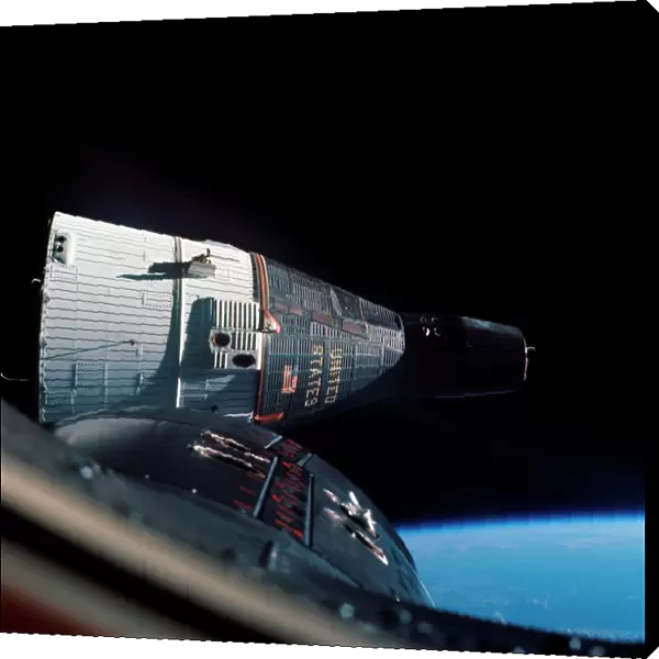 The Gemini 7 spacecraft in Earth orbit
